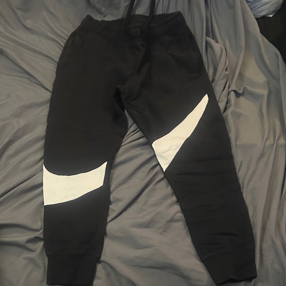 Nike Black Joggers with White Swoosh
